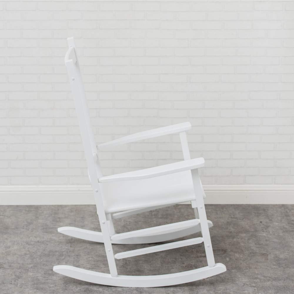 B&Z KD-25W Wooden Rocking Chair Heirloom Contoured Porch Rocker Indoor Outdoor (White) : Garden & Outdoor