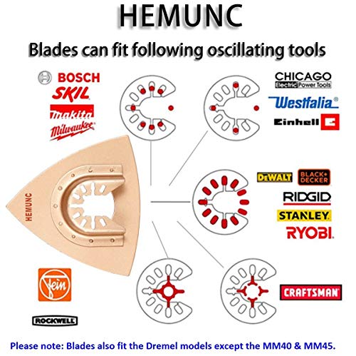 5pcs mixed universal carbide oscillating tool blades set, HEMUNC quick release oscillating saw blades accessories kit for tile grout mortar concrete masonry