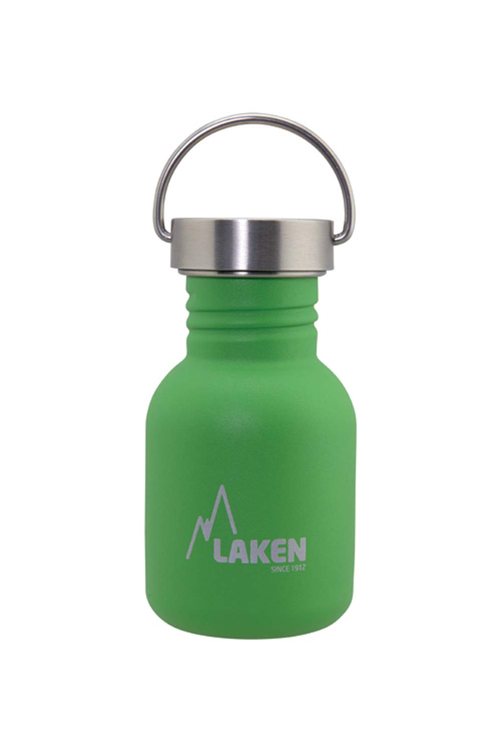 LAKEN Unisex - Adults Very Robust Stainless Steel Bottle 0.35L Green with Vintage Lid 0.35L