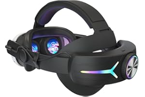 VR Head Strap for Meta Quest 3 Headset RGB Adjustable VR Replacement Head Strap LED Backlight 8000mAh Rechargeable Comfortabl