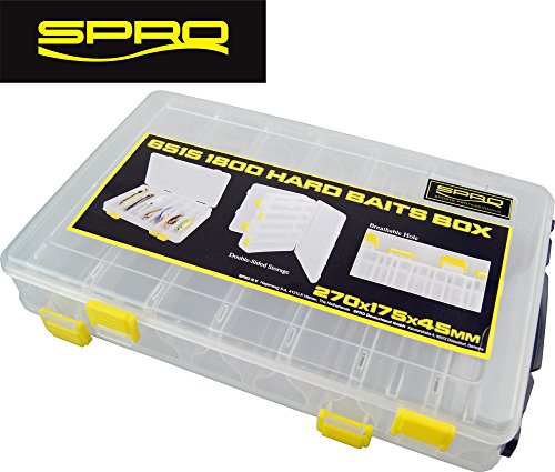 Spro Hardbaits Box L 27x17,5x4,5cm - Tacklebox für Kunstköder, Köderbox für Blinker & Wobbler, Angelbox für Angelköder, Baitbox