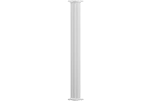 AFCO EA0609RNFSBTUTU 6" x 9' Endura-Aluminum Column, Round Shaft (For Post Wrap Installation), Non-Tapered, Fluted, Textured White Finish w/ Capital & Base