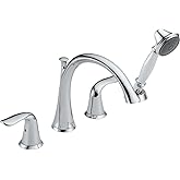 Delta Faucet Lahara Roman Tub Trim with Hand Shower - 4-Hole Deck Mount Bath Tub Faucet with Hand Sprayer - Chrome, T4738-CZ 