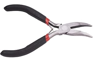 1Piece Carbon Steel Bent Nose Jewelry Pliers 12.50cm/5inch Polishing Gunmetal Hardened Pliers for Jewelry Making Tool (Black)