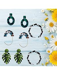 Duufin 15 Pairs Acrylic Earrings Resin Drop Dangle Statement Earrings Polygonal Bohemian Earrings for Women Girls