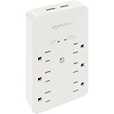 �鶹�� Basics 6 Outlet, Wall Mount Surge Protector, Power Strip, 2 USB ports 3.4A, 1080 Joules