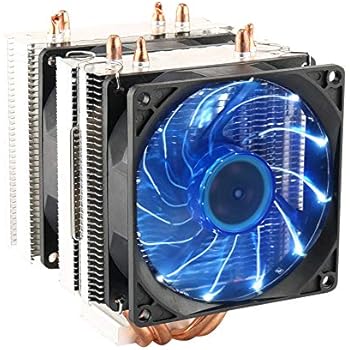 CPU Cooler Dual Fan PC Heatsink, LED Fan Computer CPU Air Cooling Cooler Radiator,Universal Socket Solution