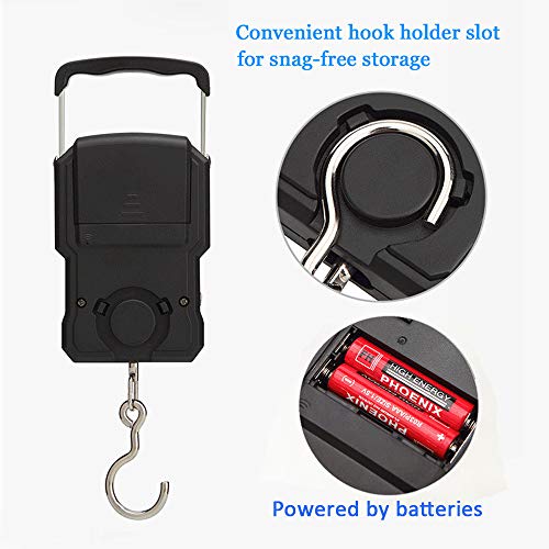 YYGJ Portable Electronic Hook Scale Digital Hanging Bag Luggage Weight Scale Fishing Scale with Measuring Tape 165Lb Black