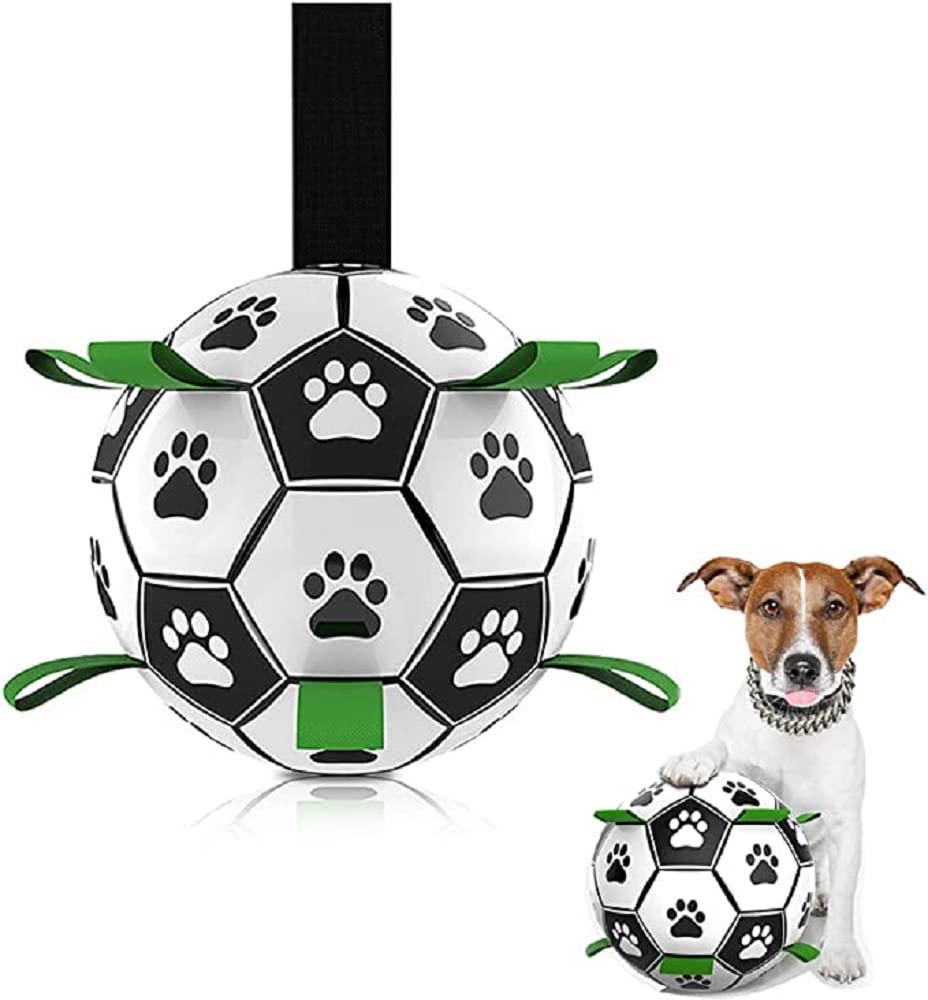 Healthman Dog Toy Balls with Straps, Interactive Dog Toys and Fun Dog Football for Water, Garden & Outdoors (Large)