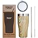 Healthy Human Stainless Steel Tumbler with Straw & Lid | Splash Proof Insulated Travel Cup | Eco-Friendly Coffee Tumblers | Water Cups with Straws Cleaner and Splash Proof Lids (32oz, Woodstock)