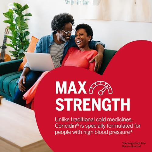 Coricidin HBP, Decongestant-Free Cold Symptom Relief for People with High Blood Pressure, Maximum Strength Cold & Flu Day + Night Liquid Gels, 24 Count