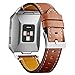 Mornex Watch Band Compatible with Fitbit Ionic, Genuine Leather Bands Classic Leather Replacement Accessory Strap Smart Watch, Women Men Small Large