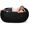 Comfy Sacks Memory Foam Bean Bag Chair, Black Faux Leather