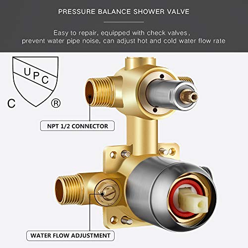 Gabrylly Shower System, Wall Mounted Shower Faucet Set for Bathroom with High Pressure 8" Rain
