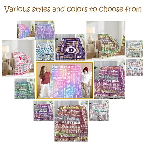 Custom Name Throw Blanket Name Personalized Blanket Gift for Boys Girls Kids Soft Cozy Blanket for Bed Couch Sofa Chairs—All Season 30''x40'' for Baby/Pets