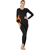 MANCYFIT Womens Thermal Underwear Long Johns Set with Fleece Lined Ultra Soft V Neck