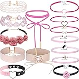 14 Pcs Lace Choker Set Women Girl Classic Gothic Tattoo Necklaces Stretch Velvet Lace Choker by ZYooh