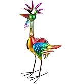 giole Metal Wacky Rooster Garden Statue, 18'' Rooster Decor Yard Statue Decorations Outdoor, Chicken Yard Art for Outside, Patio, Backyrad, Lawn(Colorful)