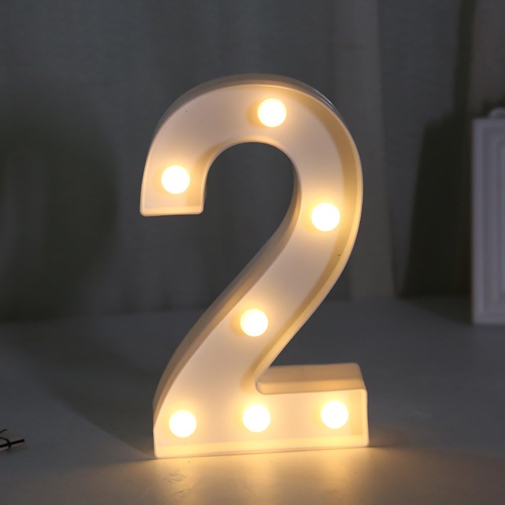 Yaeer Decorative Led Light Up Number Letters, White Plastic Marquee