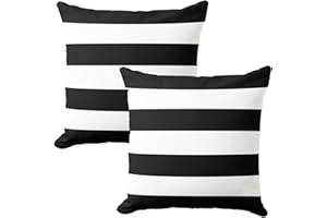 2 Pack Throw Pillow Covers 18x18 in - Outdoor Striped Decorative Pillow Cases for Patio, Porch, Sofa, Couch, Decorative Cushi