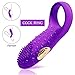 Cock Ring, Vibrating Penis Ring, Waterproof Rechargeable Couple Vibrator with 12-Speed Vibrations, Full Silicone Powerful Clitoris Massager Vibrators Adult Sex Toy (Purple)