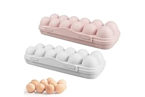 JJYHEHOT 2 Pieces Egg Container For Refrigerator, 12 Grid Egg Storage Box with Lid, Stackable Plastic Egg Holder Tray for Kitchen Restaurant