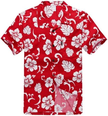 Men's Hawaiian Shirt Aloha Shirt XL Red 