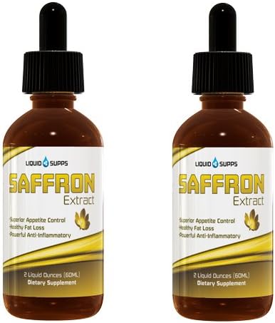 Saffron - Fast Absorbing Liquid Saffron - 100% Natural Weight Loss Supplement - 60 Servings, 250 Mg, 1 Dropper Per Serving of 88.5mg Saffron, Pack Of Two, 4oz Total