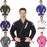 Elite Sports New Item IBJJF Ultra Light BJJ Brazilian Jiu Jitsu Gi w/Preshrunk Fabric & Free Belt (Black, A5)