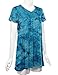 Lock and Love WT1084 Womens V Neck Short Sleeve Tie Dye Pleats Tunic Top M TEAL