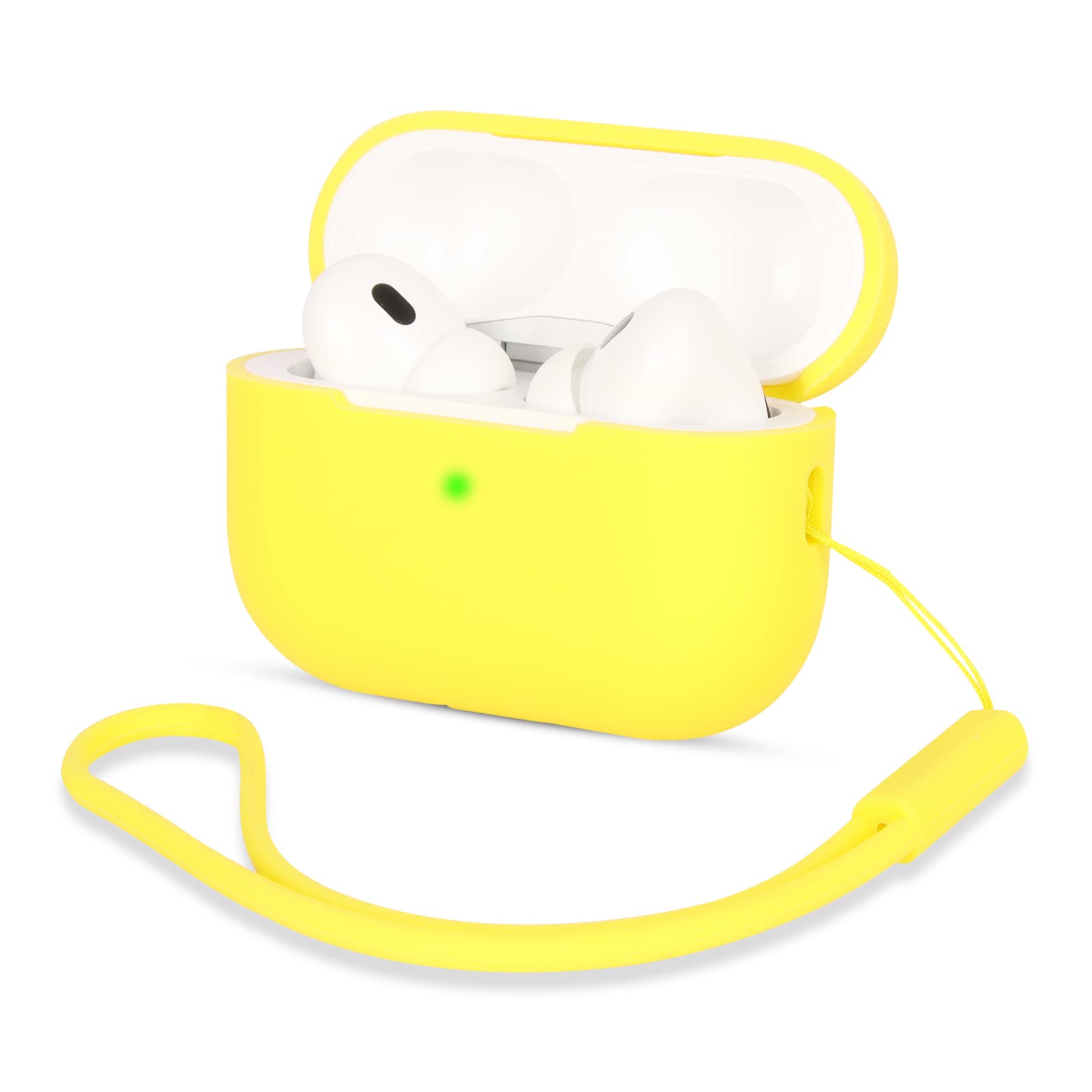 AOTUAO Compatible with AirPods Pro 2 Case Cover, Shock-Resistant Protective Silicone Case Cover for AirPods Pro 2nd Generation 2022 with Silicone Lanyard, Front LED Visible, Yellow — image 1