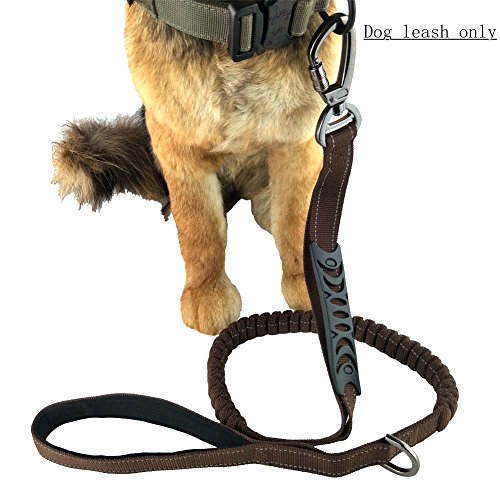 MEIKAI Tactical Dog Training Bungee Leash with 2 Control Handle Quick Release Reflective Nylon Leads Rope (Brown) - Thumbnail 3