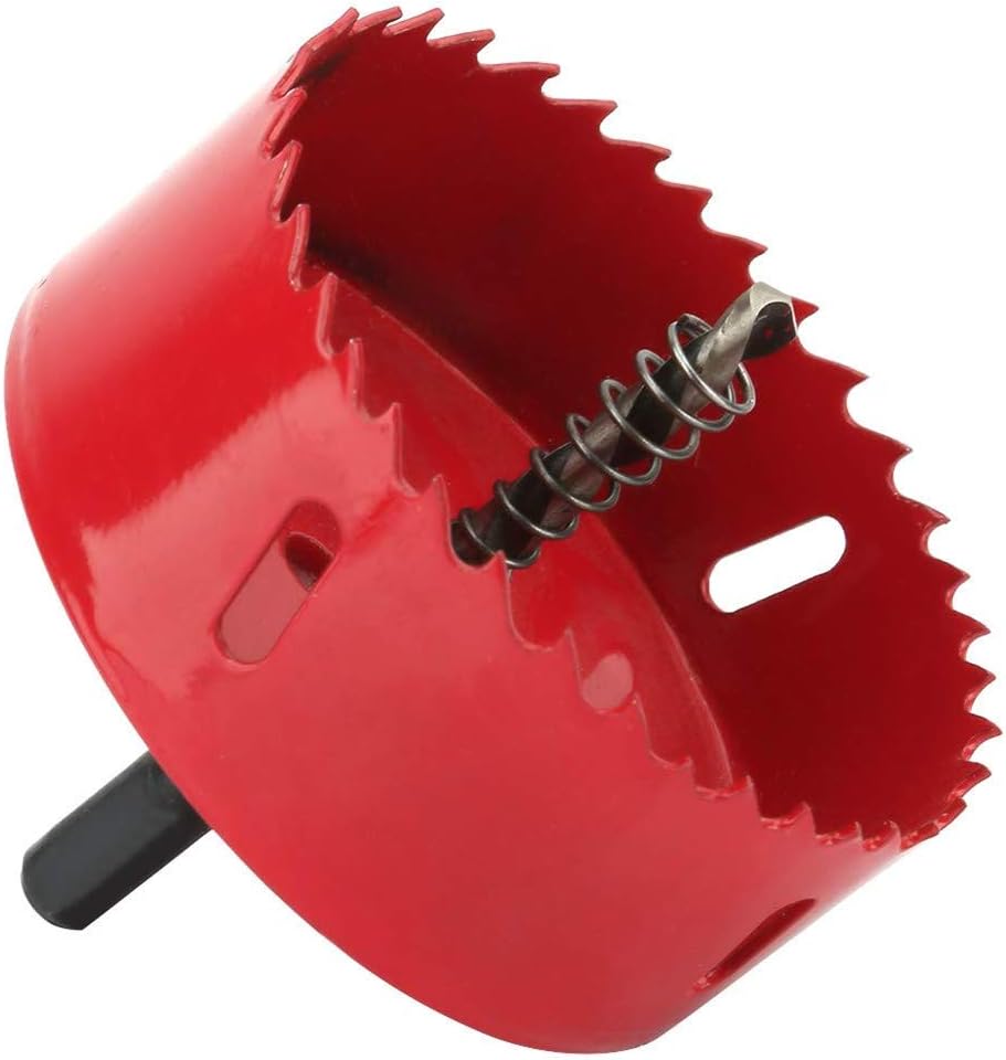 Hole Saw 90mm Bi-Metal Holesaw Cut with Hexagon Adapter Centring Drill Arbor Pilot Drill Bit Wood Plastic w/Rod for Wood Aluminum Iron Plastic
