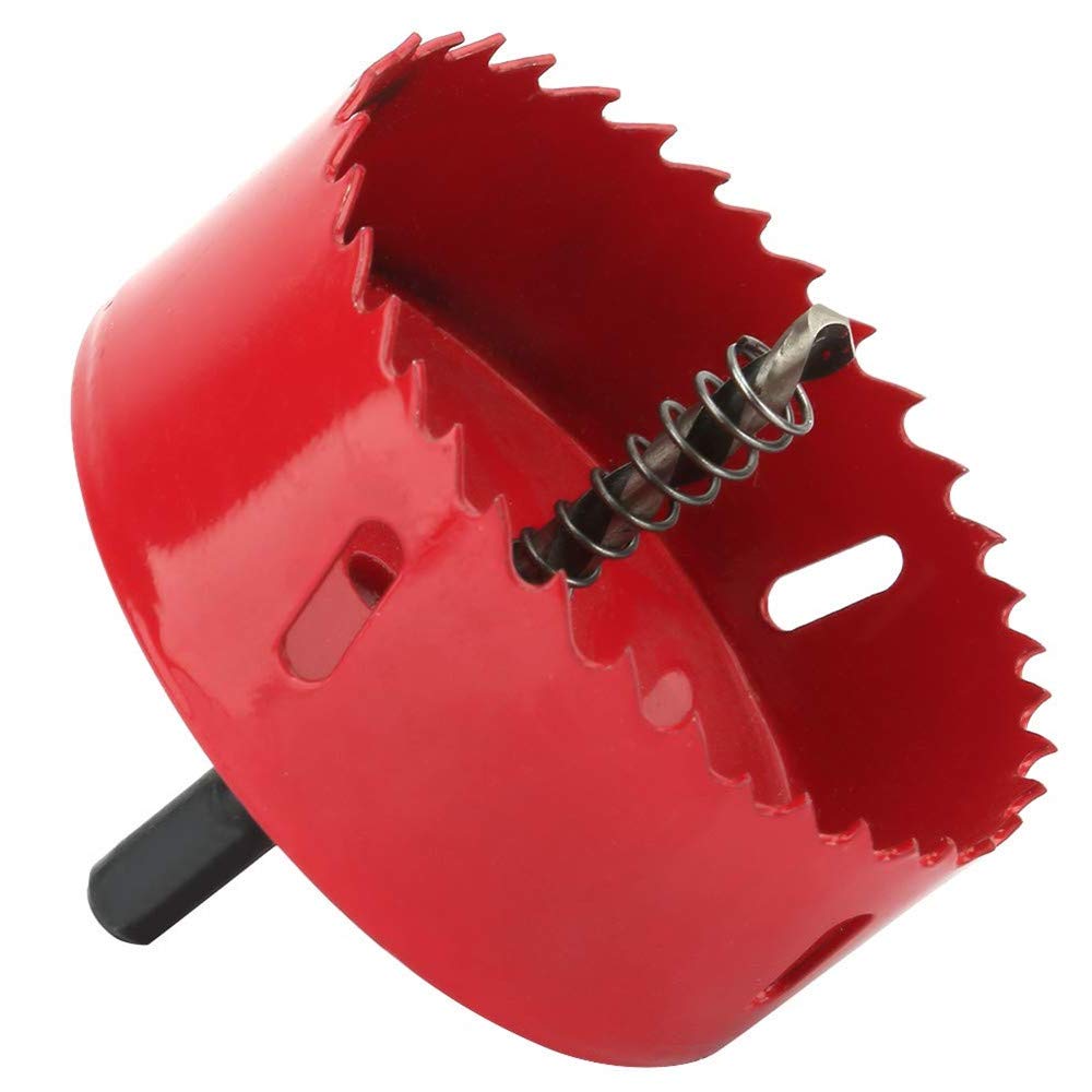 Hole Saw 90mm Bi-Metal Holesaw Cut with Hexagon Adapter Centring Drill Arbor Pilot Drill Bit Wood Plastic w/Rod for Wood Aluminum Iron Plastic