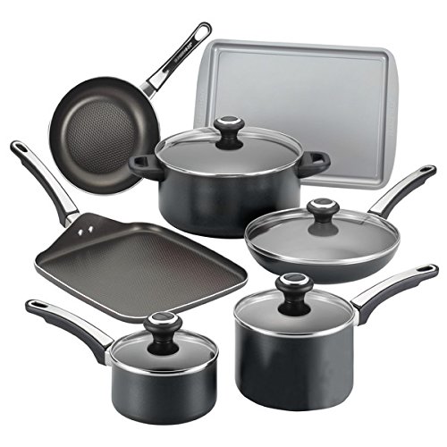 17 Piece Cookware Set Nonstick Farberware Kitchen Pans Pots High
Performance Aluminum Non Stick New Black Hard Anodized Classic Chef