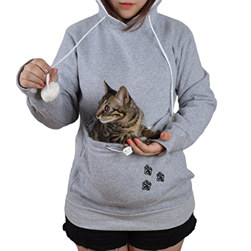 Jahurto Pet Holder Cat Dog Kangaroo Pouch Carriers Pullover size L (GreyCotton)