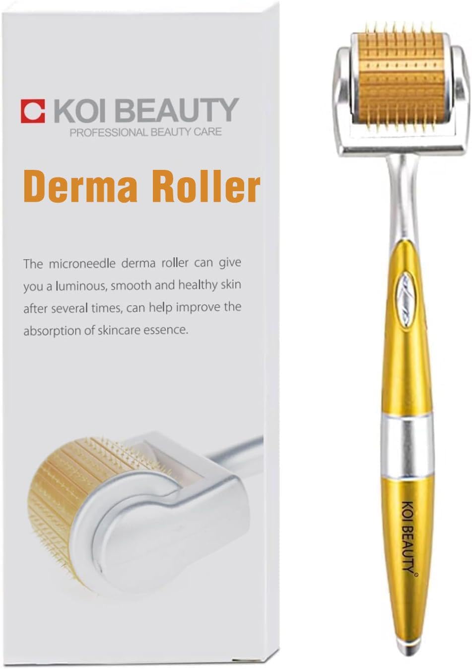 KOI BEAUTY Derma Roller 1.5mm- 192 Real Individual Needles Titanium, Microneedling Roller for Hair, Beard Roller for Beard Growth, Needling Roller for Face Body Scalp for Women Men At Home