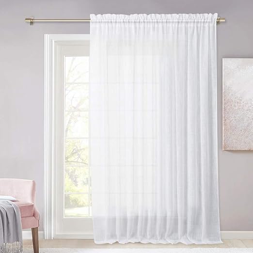 Amazon Com Nicetown Linen Textured Sheer Curtains Extra Wide