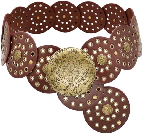 Amazon.com: Heyjoin Oval Disc Belt for Women Wide Leather  display picture 2