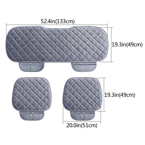 WINGOFFLY 3 Pack Thicken Front and Rear Car Seat Cushion Nonslip Car Interior Seat Cover Pad Mat Fit for Auto Vehicle, Grey