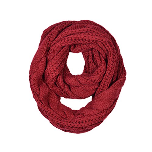 TrendsBlueÂ® Premium Winter Twist Knit Warm Infinity Circle Scarf, Bungundy