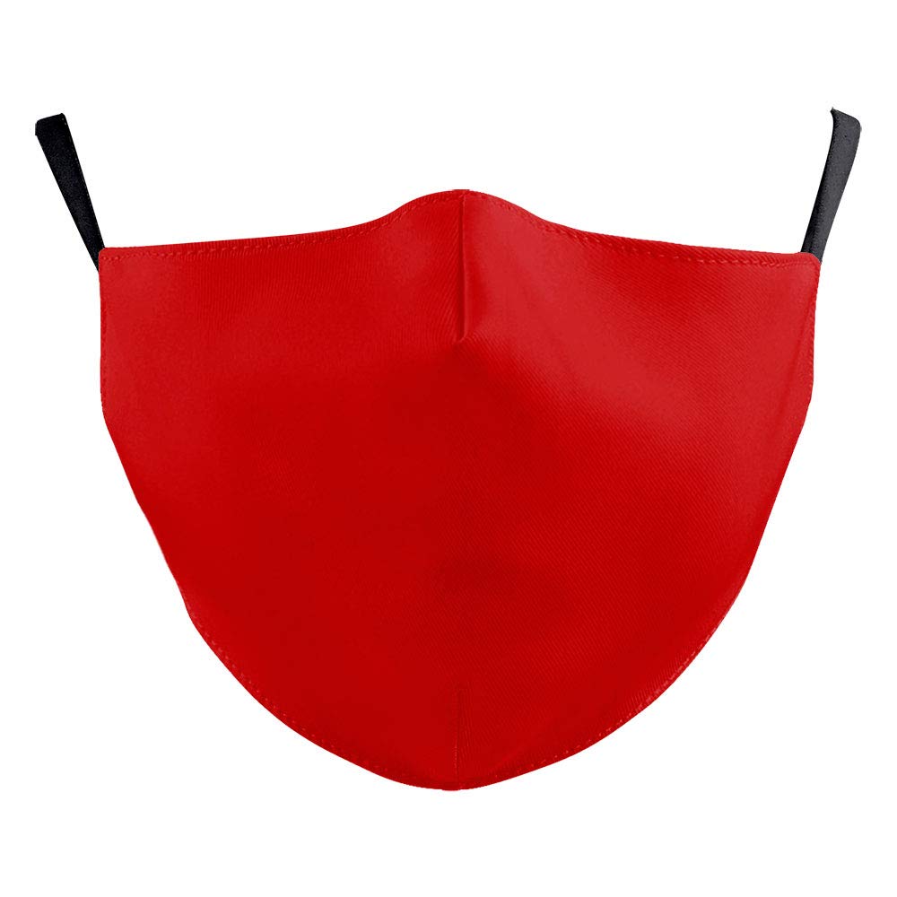 eBoutik – Face Coverings Mask - Reusable Summer Hayfever Allergic Provention - Travel Train & Plane Protection - Plain Colour Face Masks with Filter Slot Breathable Face Covering - (Red)