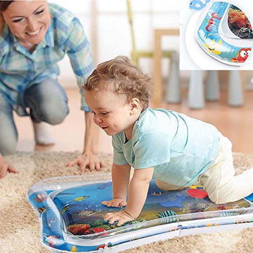 image for JUEQI Tummy Time Water Mat, Perfect Inflatable Water Play Mat for Infa