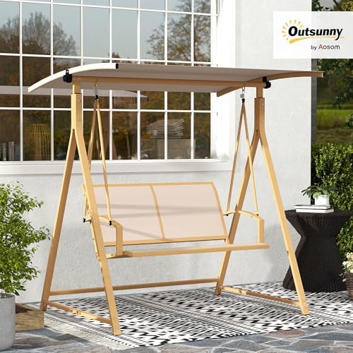 Columpio de Jardín Exterior de 2 Plazas 160x112x162cm Caqui
