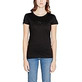 Armani Exchange Womens Slim Fit Textured Signature Logo Tee