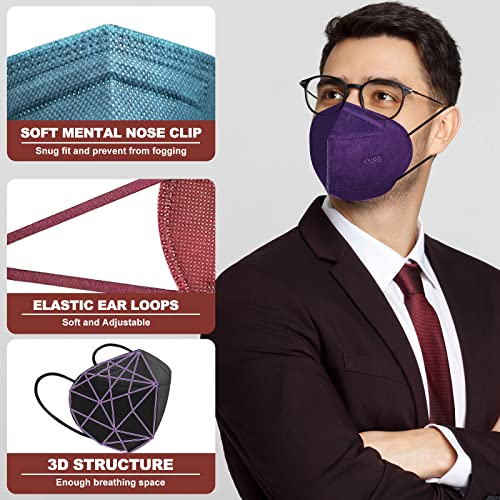 KN95 Face Masks, 30 Packs Individually Wrapped 5ply Colored KN95 Mask