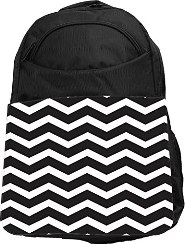 Rikki Knight UKBK Chunky Chevron Black and White Zig Zag Tech BackPack - Padded for Laptops & Tablets Ideal for School or College Bag BackPack