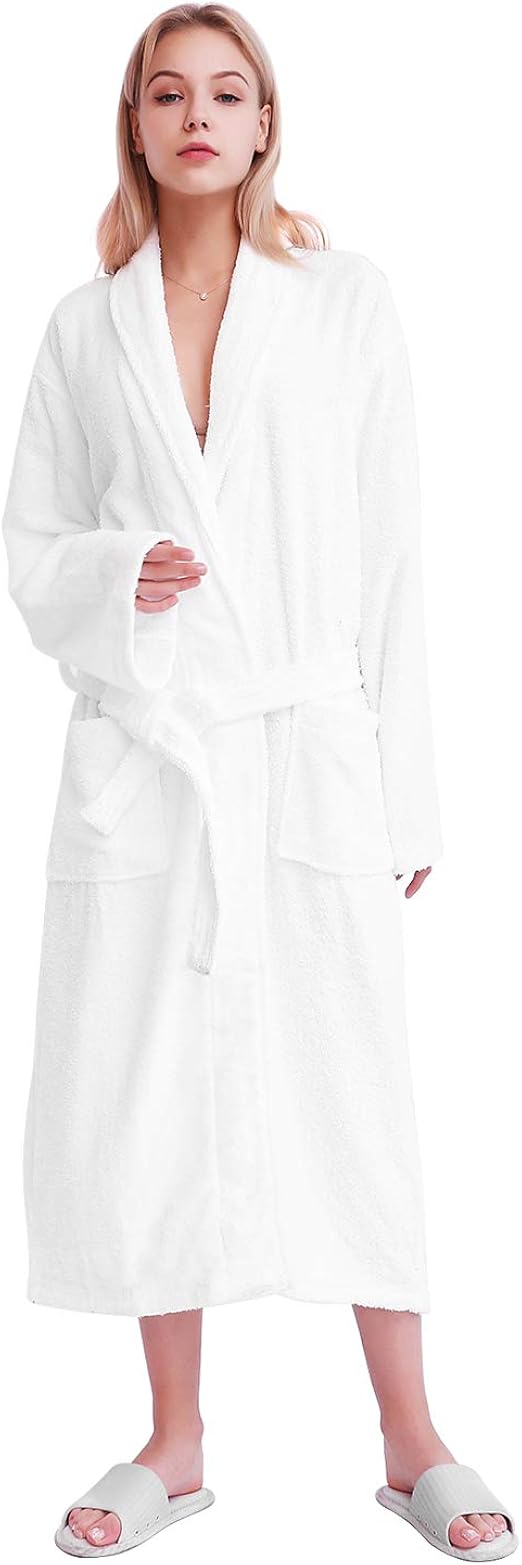 LIVINGbasics Unisex Bathrobe 100 Terry Cotton Soft Plush Kimono Robe