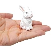 Selsela Hand-Carved White Rabbit Figurine - Handmade Wildlife Wood Figure Statue, Miniature Animal Sculpture. Artisan Carving for Home Decor & Collector Gift
