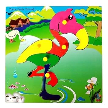 Skillofun Wooden Theme Puzzle Standard Flamingo Knobs, Multi Color